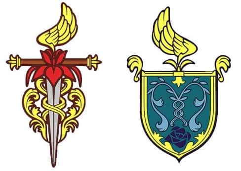 Family crests of the two hoses, both alike in dignity - Montagues & Capulets