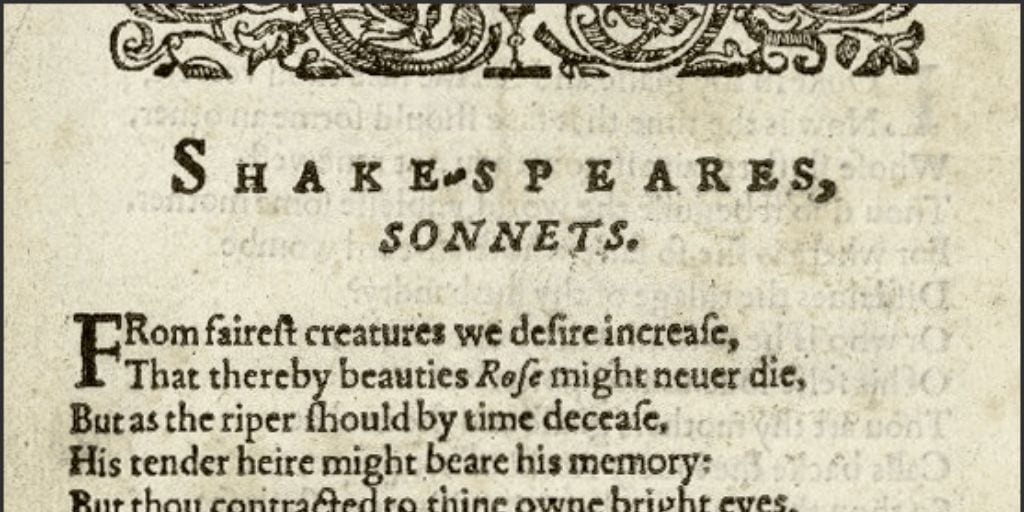 Picture of the famous Shakespeare sonnets folio