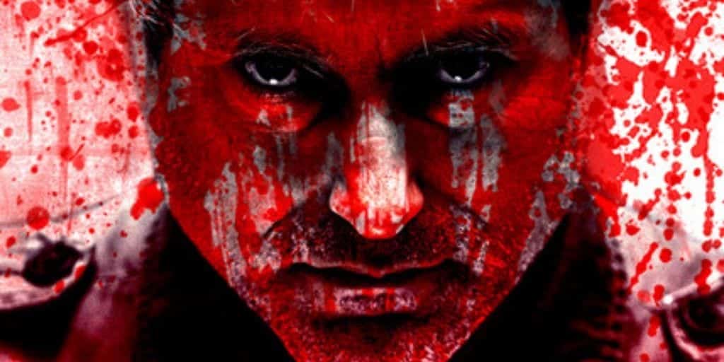 Close up picture of Macbeth with bloody face