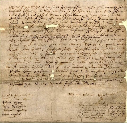 A manuscript of Shakespeare's handwriting showing the language he used