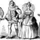 Drawing of Elizabethan actors in stage costume