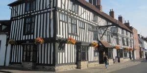 Tudor wooden beamed hotel in Stratford upon Avon