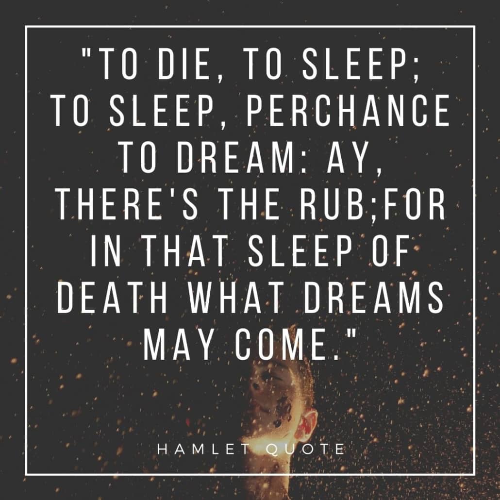 To sleep, perchance to dream quote on black background