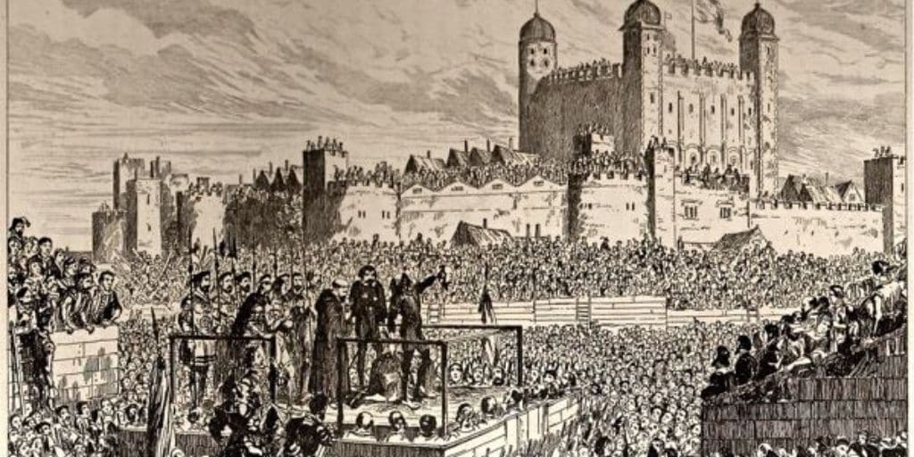picture of a public execution in front of the tower of london