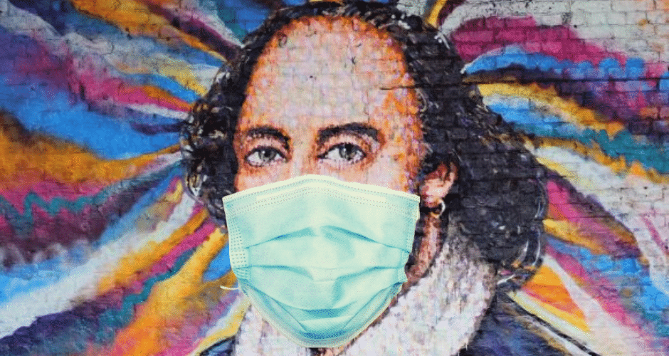Shakespeare in coronavirus facemask