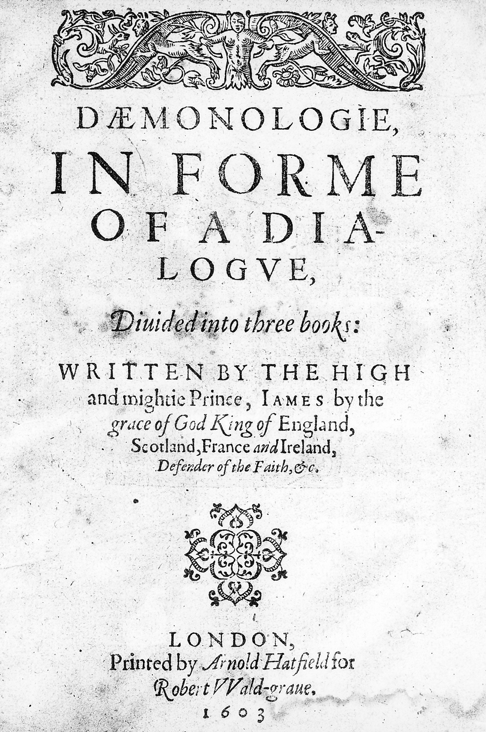 Title page of Daemonologie by King James I