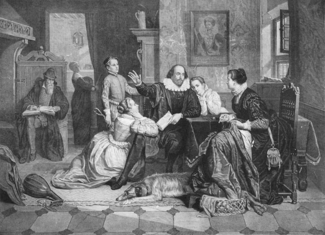 Shakespeare's family sits all around him