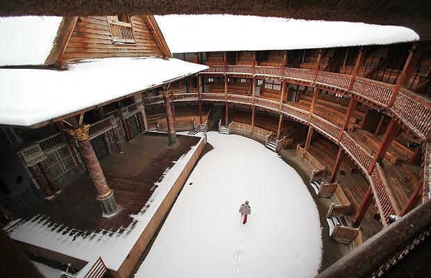 Shakespeare's Globe Theatre in the snow
