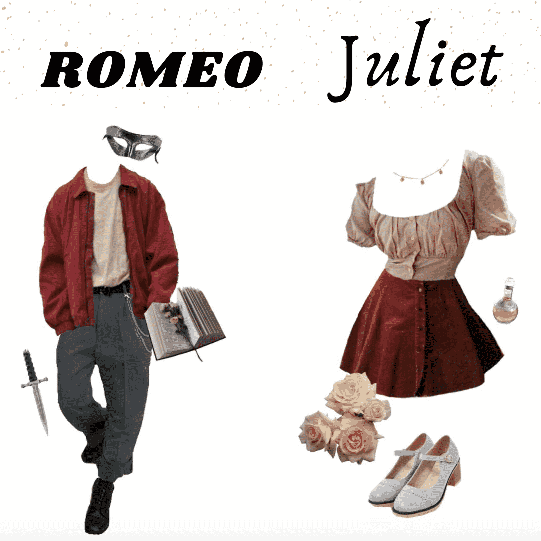 Shakespeare aesthetic moodboard of Romeo and Juliet from Romeo and Juliet